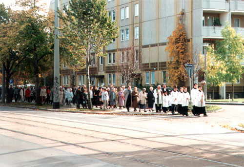 Prozession auf der Blasewitzer Straße